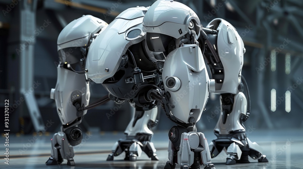 Fototapeta premium Imagine a 3D model of a sci-fi robot.