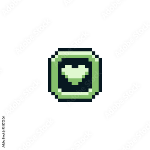 Heart button, love symbol icon like isolated pixel art vector illustration. Game assets 8-bit sprite. Design for stickers, web, mobile app.