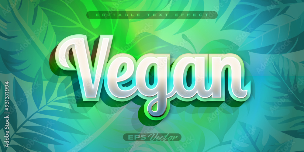 Naklejka premium Green eco editable nature vector text effect