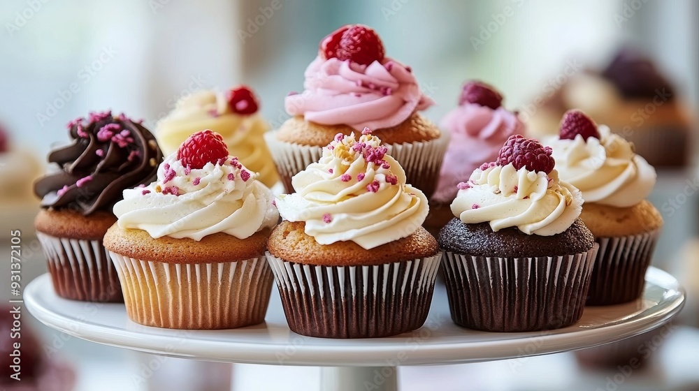 The art of baking meets cutting-edge technology in this mesmerizing image of a cake stand laden with tempting cupcakes, generated by AI. The art of baking meets cutting-edge technology in this mesmerizing image of a cake stand laden with tempting cupcakes, generated by AI.