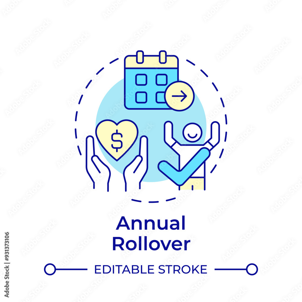Fotografia Annual rollover multi color concept icon