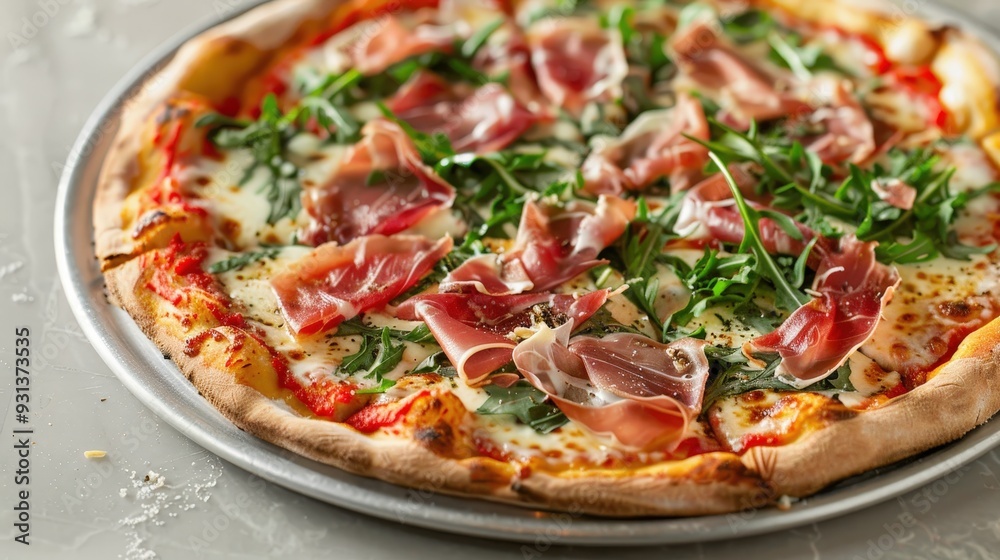 Imagine a gourmet pizza with a thin, crispy crust topped with artisanal ingredients like prosciutto, arugula, and truffle oil Imagine a gourmet pizza with a thin, crispy crust topped with artisanal ingredients like prosciutto, arugula, and truffle oil