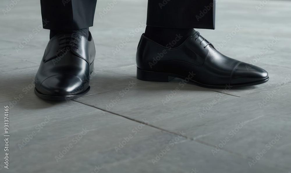 Stylish black dress shoes on a polished floor, perfect for business, formal events, or fashion-related projects showcasing professionalism and elegance. Stylish black dress shoes on a polished floor, perfect for business, formal events, or fashion-related projects showcasing professionalism and elegance.
