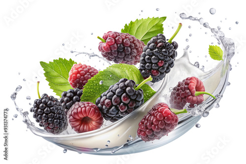 Mulberry Splash realistic On Transparent background