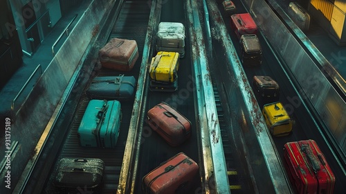 Conveyor Belt of Lost and Unclaimed Luggage Aftermath of Mishandling Incident photo