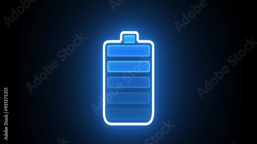 Quick-charging neon battery. Lithium-ion battery technology. High electric energy is being used to recharge a battery
