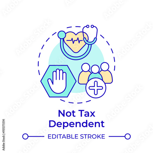 Tax independence multi color concept icon. Financial autonomy. HSA eligibility rule. Private insurance. Round shape line illustration. Abstract idea. Graphic design. Easy to use in article