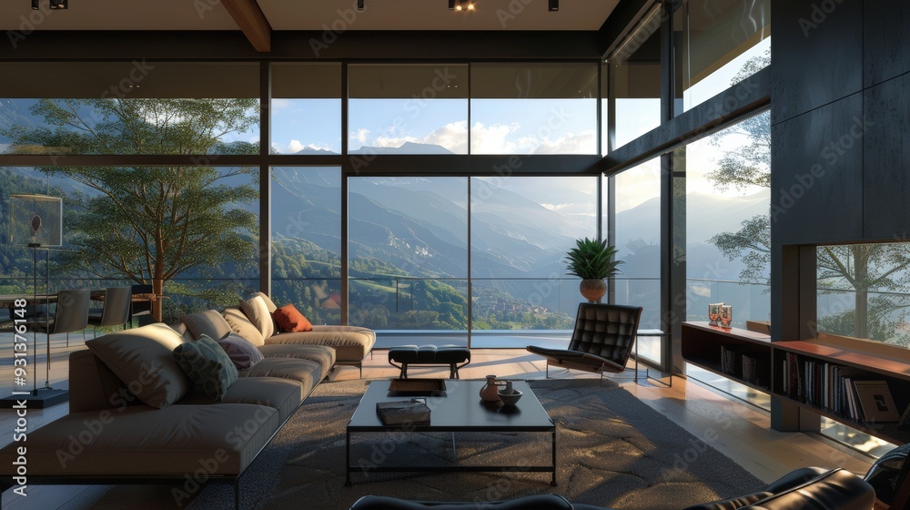Imagine a sleek, modern living room rendered in 3D. Imagine a sleek, modern living room rendered in 3D.