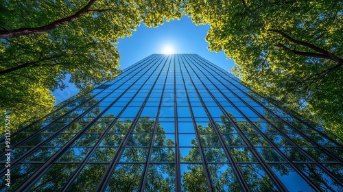 Corporate Glass Building Reflecting Sky