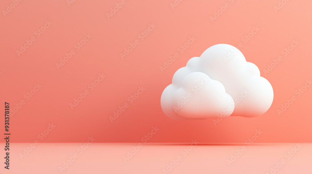 A simple white cloud floating against a soft coral background, evoking feelings of tranquility and lightness in a minimalist setting. A simple white cloud floating against a soft coral background, evoking feelings of tranquility and lightness in a minimalist setting.