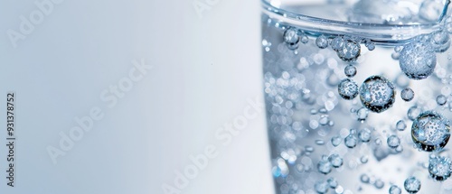 A glass of water with many bubbles in it