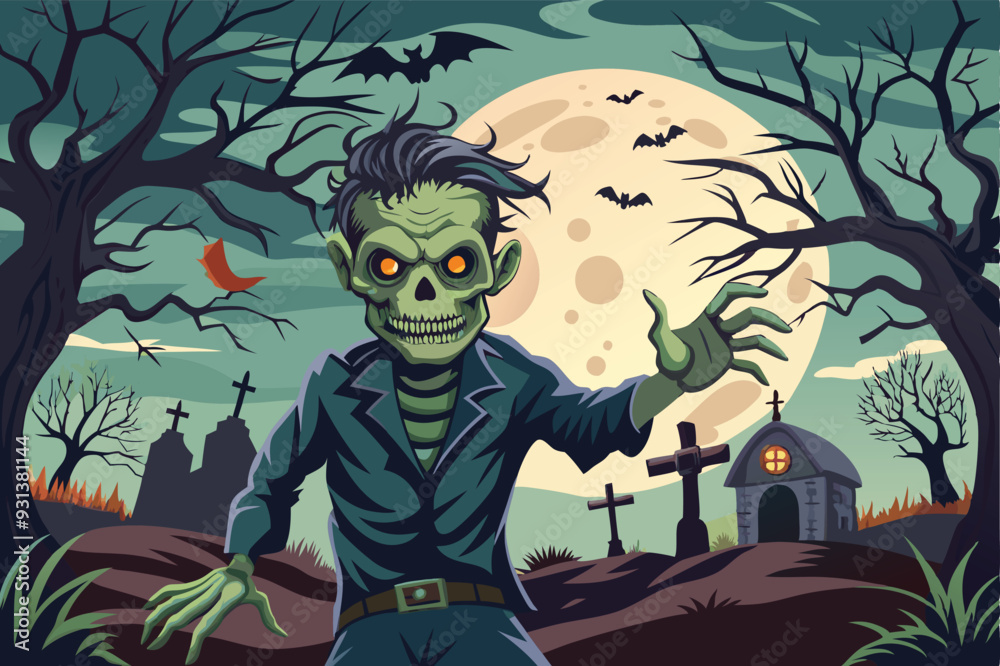 Halloween invitation to zombie party vector image, scary and spooky Halloween invitation to zombie party vector image, scary and spooky