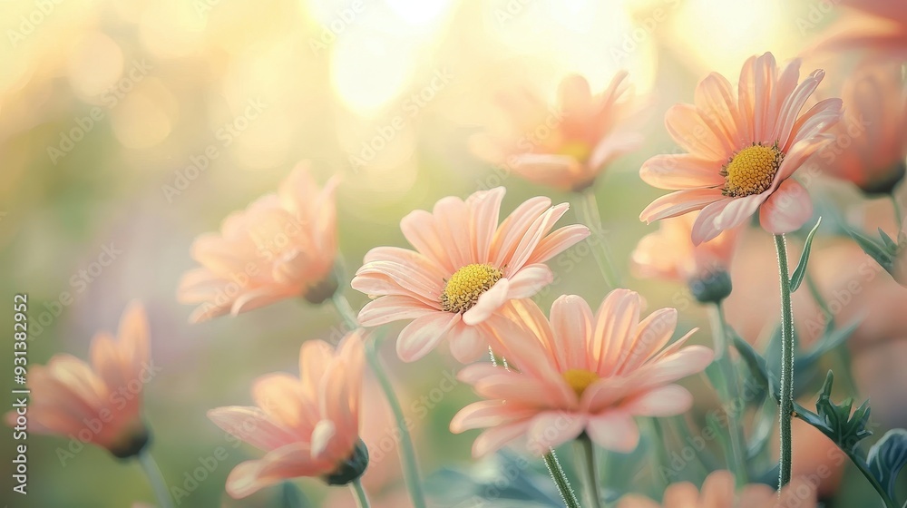 Beautiful softly focused of peach-colored daisies i Beautiful softly focused of peach-colored daisies i
