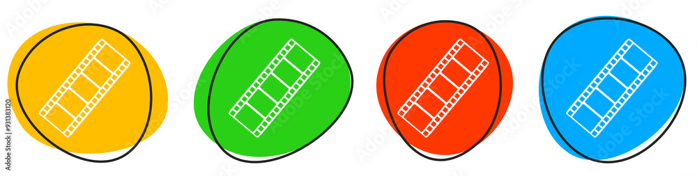 4 bunte Icons: Film - Button Banner 4 bunte Icons: Film - Button Banner