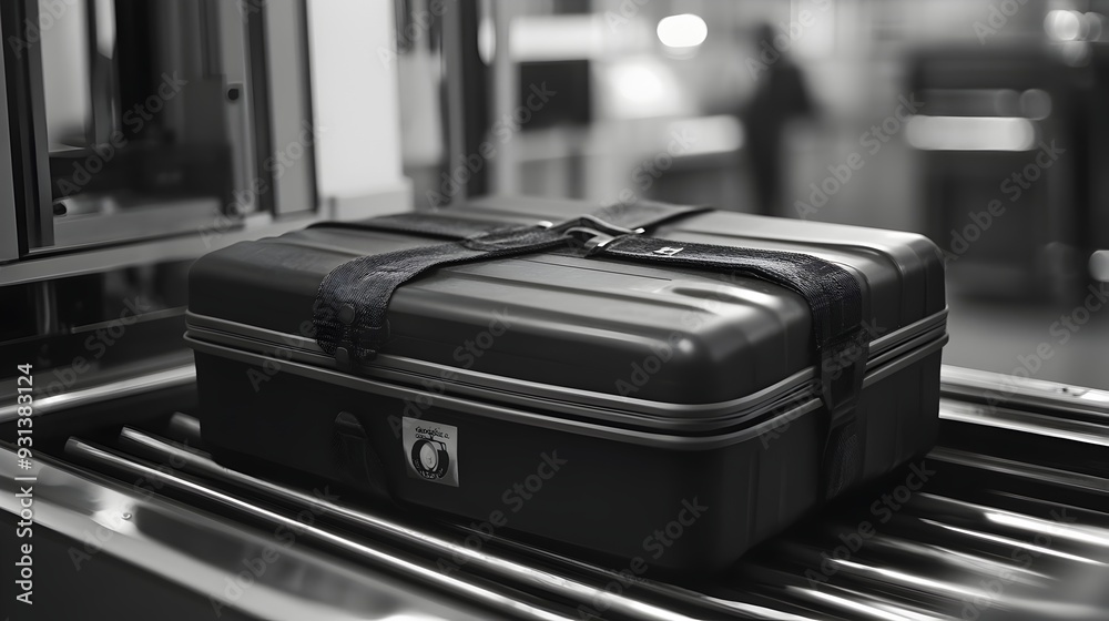 Suitcase Scanned by X ray Machine During Airport Security Process Suitcase Scanned by X ray Machine During Airport Security Process
