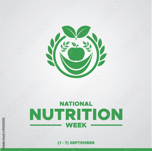  National Nutrition Week, 1-7 September  National Nutrition Week, STOCK ILLUSTRATION, BACKGROUND, greeting card, editable template, Nutrition Week social media post design.