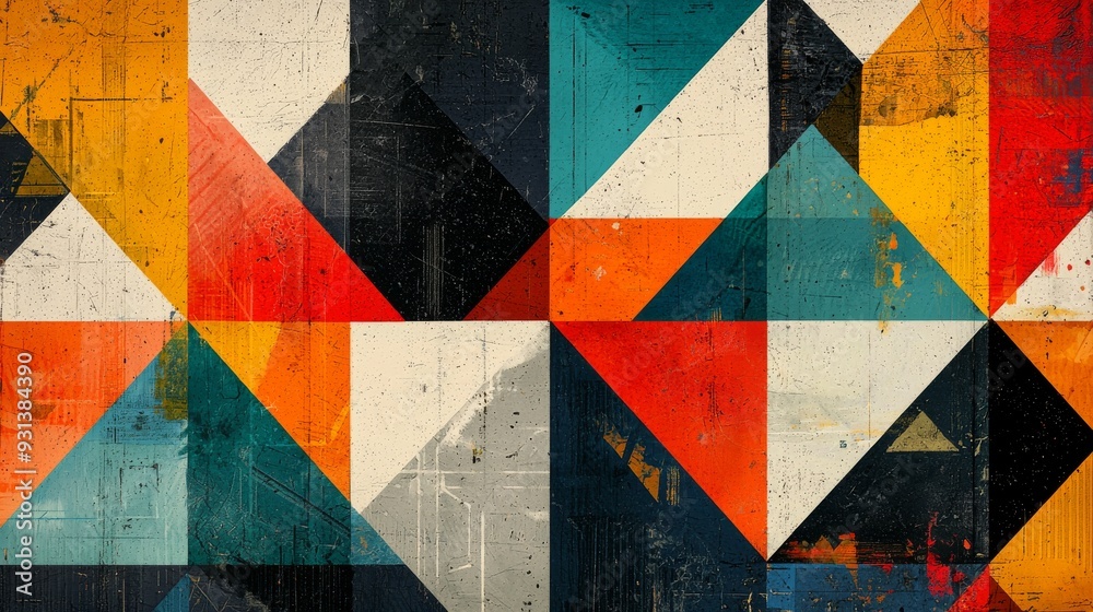 Fototapeta premium A modern and eye-catching cover design featuring colorful geometric patterns. Perfect for magazines, books, or brochures.