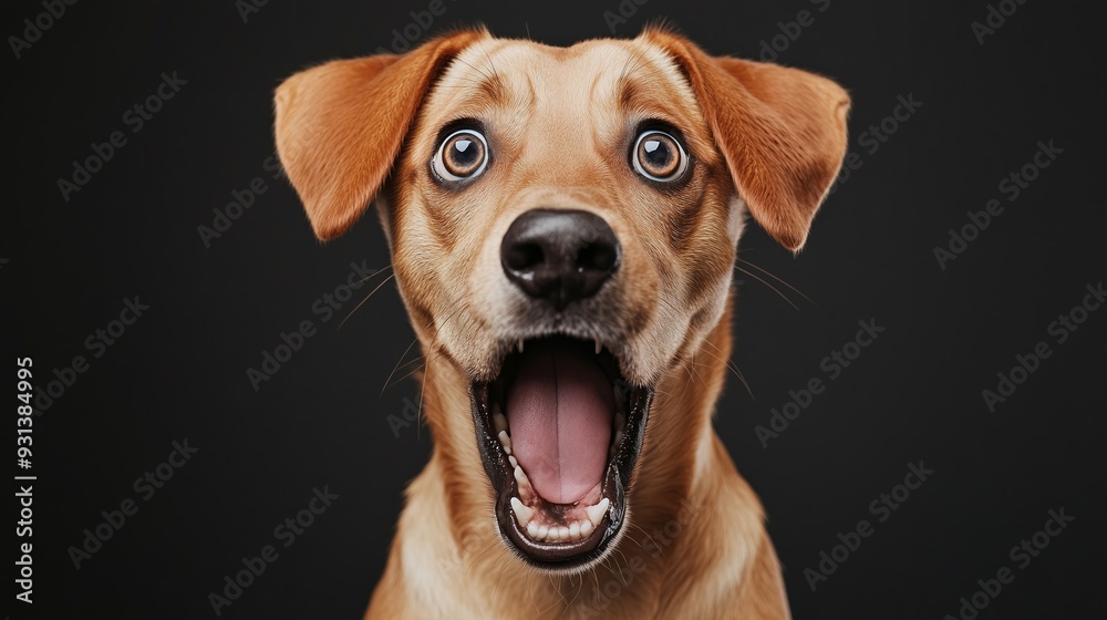 A Surprised Dog Expressing Joy and Playfulness in Portrait A Surprised Dog Expressing Joy and Playfulness in Portrait