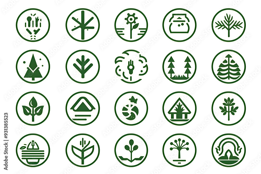 Sustainability Icon Set on Clean White Background Sustainability Icon Set on Clean White Background