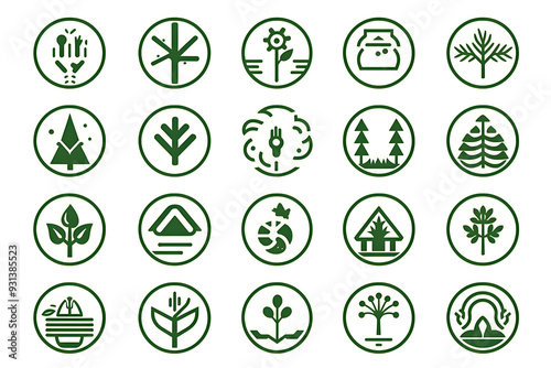 Sustainability Icon Set on Clean White Background