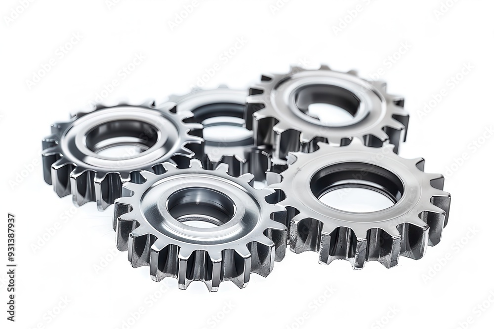 Gears Isolated. Metal Machinery Technology Concept on White Background Gears Isolated. Metal Machinery Technology Concept on White Background