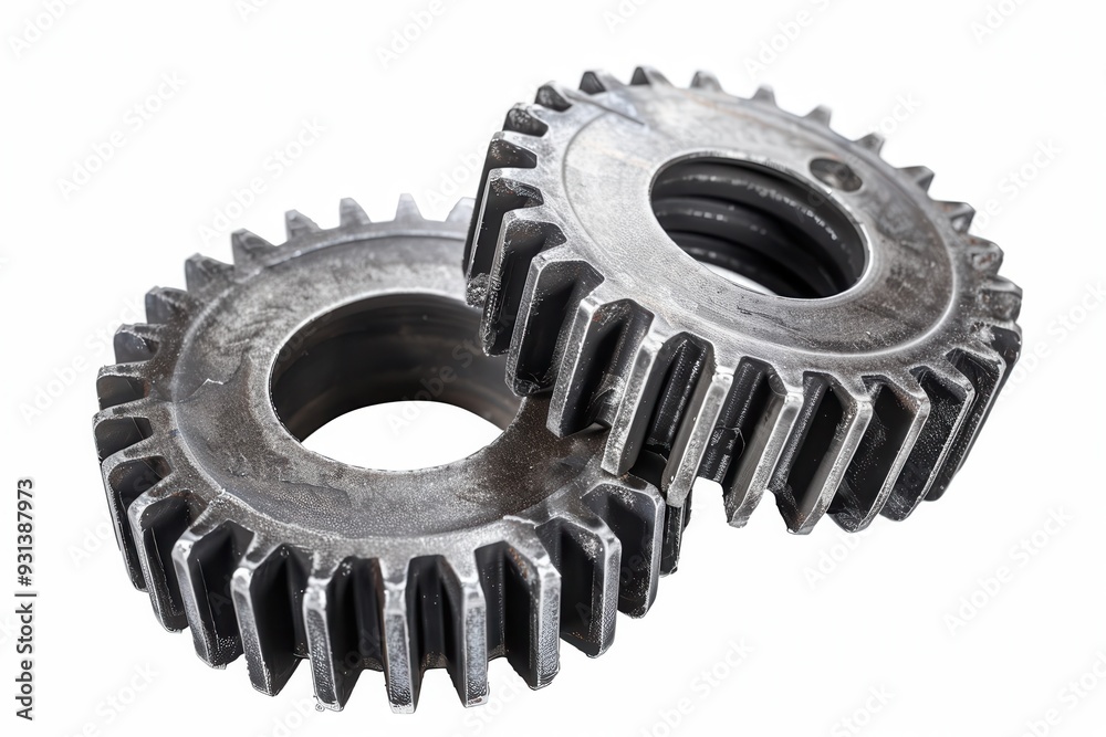 Gears Isolated. Steel Machinery with Machine Technology on White Background Gears Isolated. Steel Machinery with Machine Technology on White Background