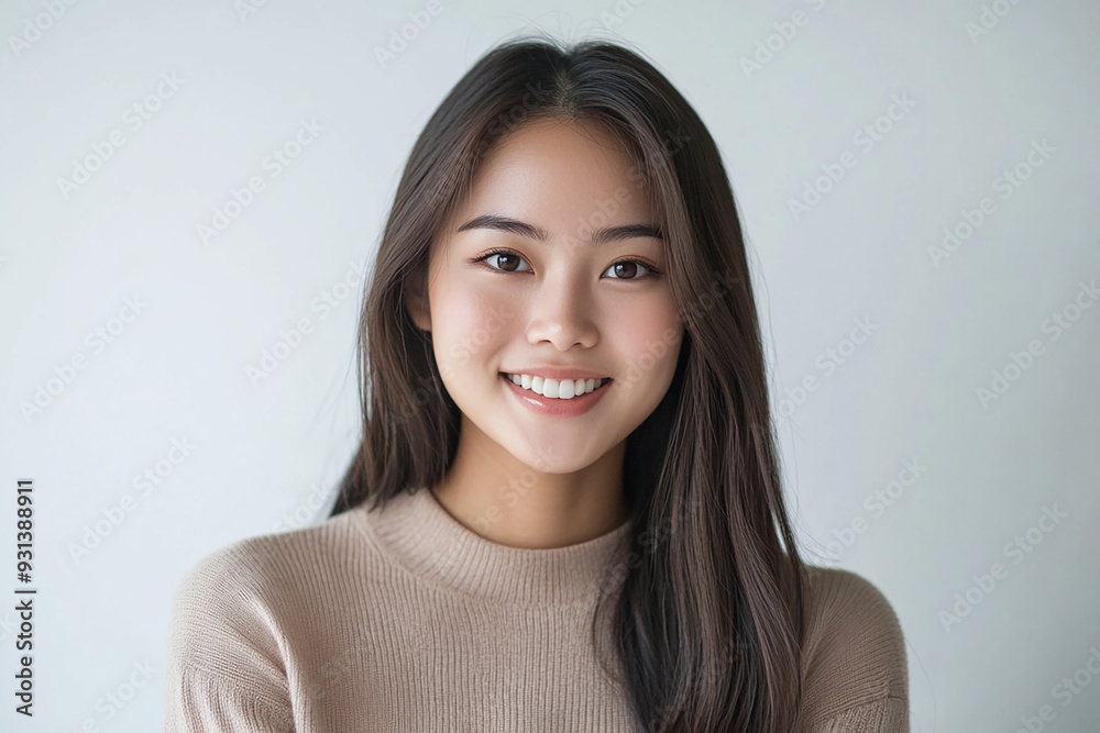 Asian woman positive smile on white background, beauty positive smile Asian woman positive smile on white background, beauty positive smile