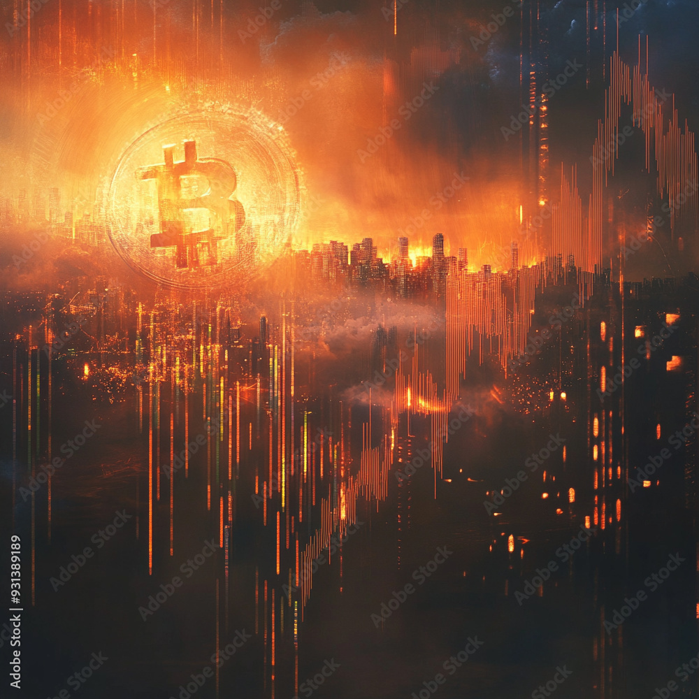 Obraz premium Bitcoin cryptocurrency fluctuations