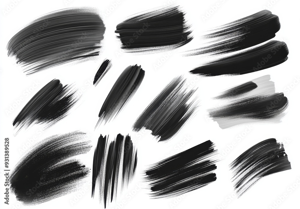 Design brushes with hand-drawn brush strokes and grunge textured shapes. Made with real brushes. Design brushes with hand-drawn brush strokes and grunge textured shapes. Made with real brushes.
