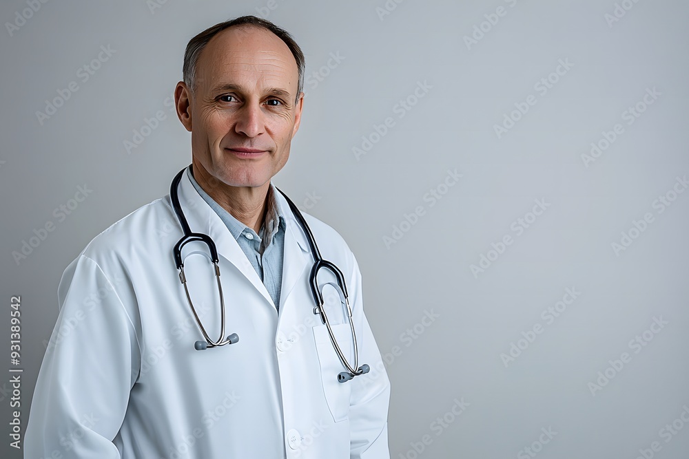 Cheerful mature doctor posing and smiling at camera, healthcare and medicine Cheerful mature doctor posing and smiling at camera, healthcare and medicine