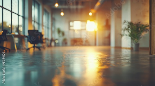  Blurred perspective of an office with textured walls and floors