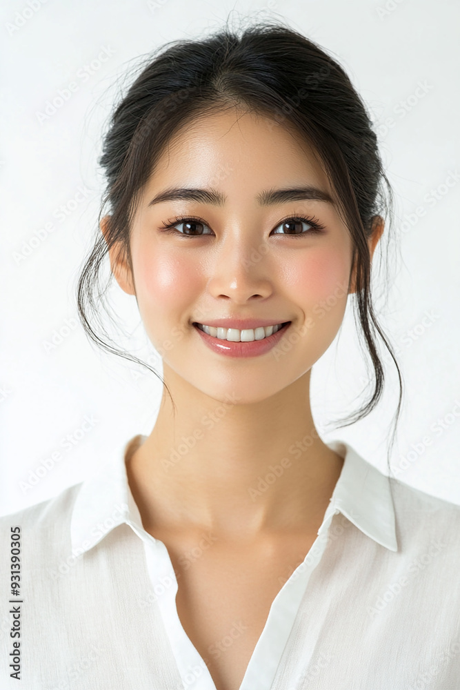 Asian woman positive smile on white background, beauty positive smile Asian woman positive smile on white background, beauty positive smile