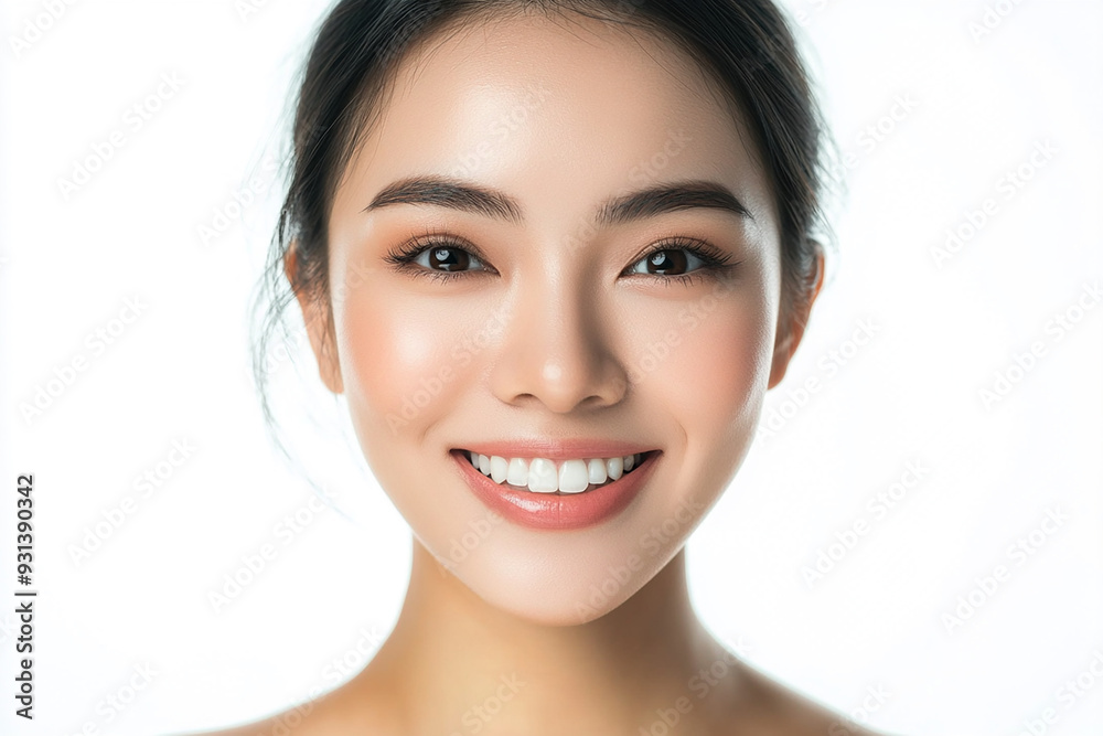 Asian woman positive smile on white background, beauty positive smile Asian woman positive smile on white background, beauty positive smile