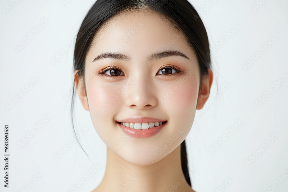 Asian woman positive smile on white background, beauty positive smile Asian woman positive smile on white background, beauty positive smile