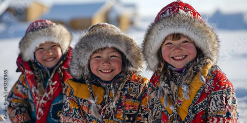 Inuit children go to school, winter