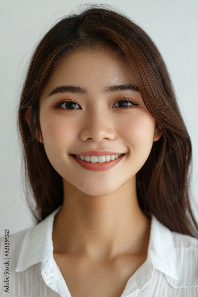 Asian woman positive smile on white background, beauty positive smile Asian woman positive smile on white background, beauty positive smile