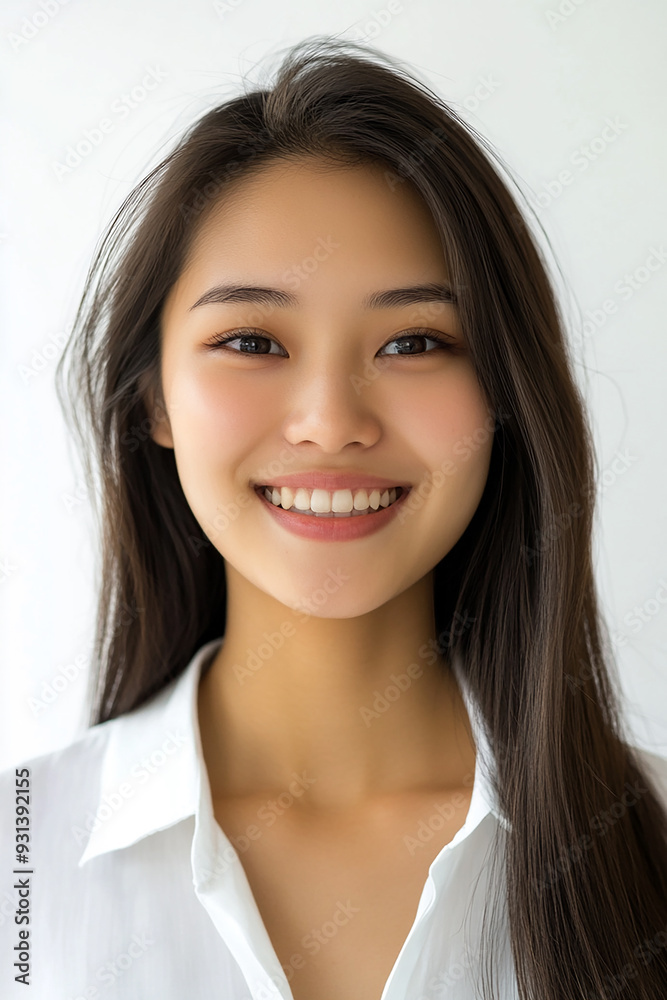 Asian woman positive smile on white background, beauty positive smile Asian woman positive smile on white background, beauty positive smile