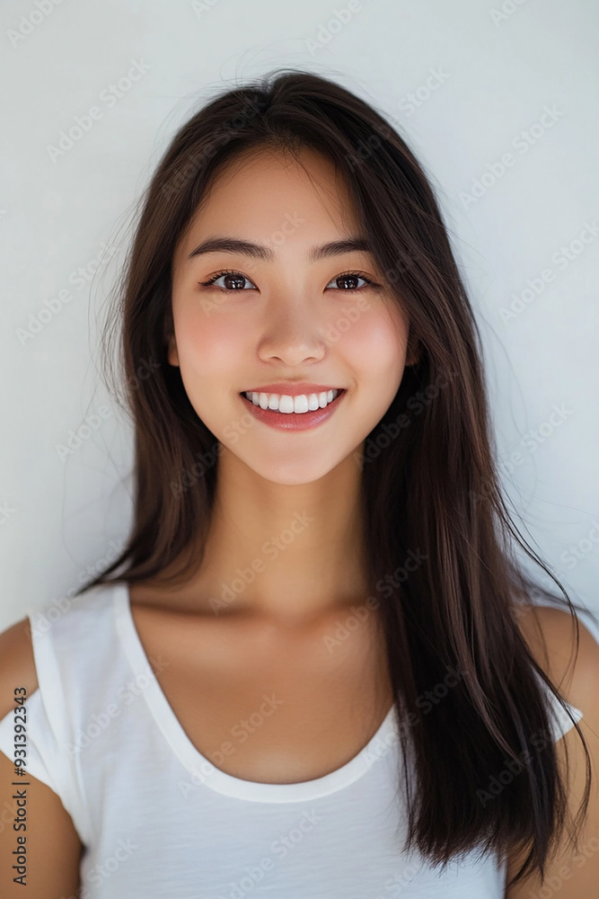 Asian woman positive smile on white background, beauty positive smile Asian woman positive smile on white background, beauty positive smile