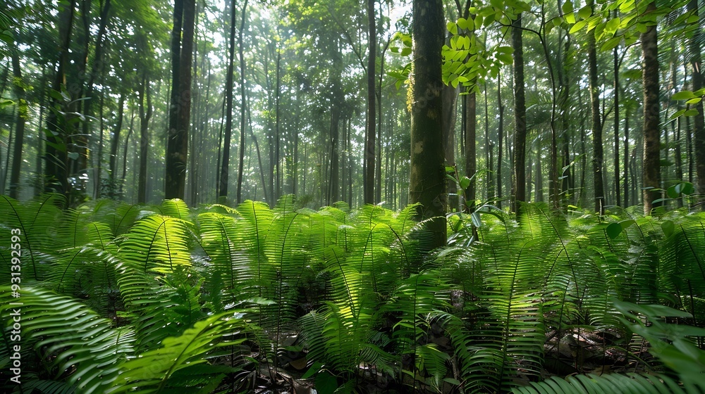Fresh green Lygodium ferns Yanliphao perhed on the trees in swamp forest wetlands Rayong Botanic Garden famous attractions landmark Rayong ProvinceThailand : Generative AI Fresh green Lygodium ferns Yanliphao perhed on the trees in swamp forest wetlands Rayong Botanic Garden famous attractions landmark Rayong ProvinceThailand : Generative AI