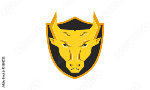 illustration, bull,  geometric bull, animal, head, logo, icon, symbol, cow, design,