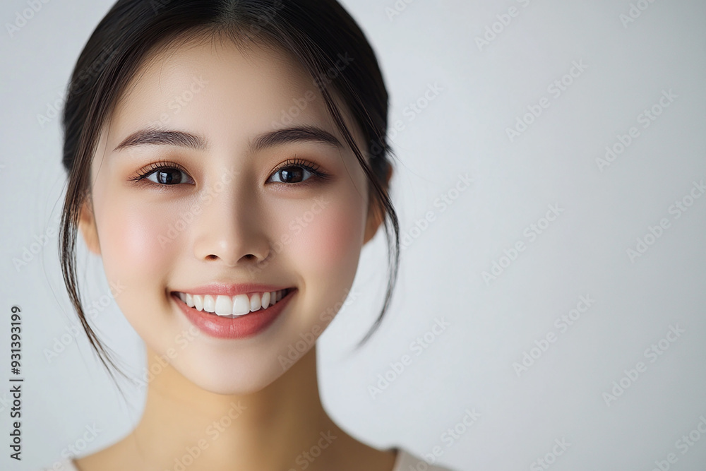 Asian woman positive smile on white background, beauty positive smile Asian woman positive smile on white background, beauty positive smile