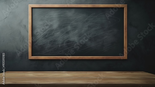 Blank Chalkboard Background Stuck to Wall: Clean and Empty with Detailed Texture