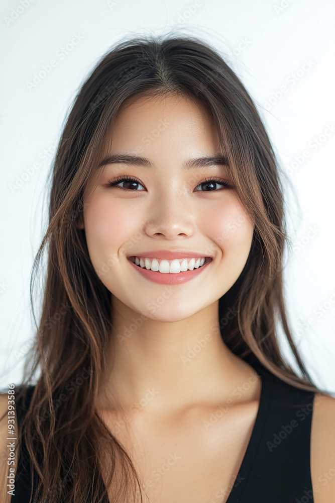 Asian woman positive smile on white background, beauty positive smile Asian woman positive smile on white background, beauty positive smile