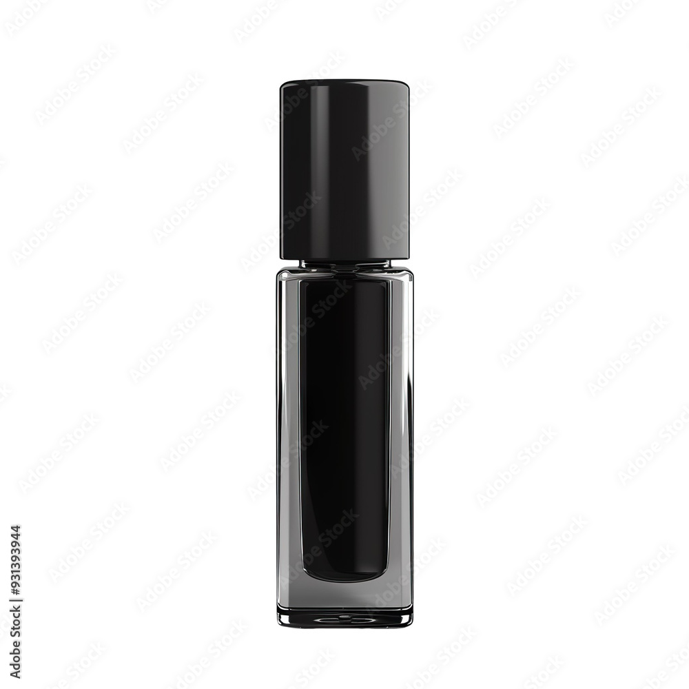 Front view of a black concealer bottle with no labels isolated on a white transparent background. Front view of a black concealer bottle with no labels isolated on a white transparent background.