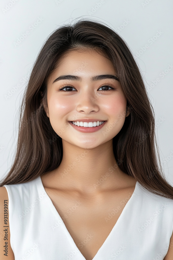 Asian woman positive smile on white background, beauty positive smile Asian woman positive smile on white background, beauty positive smile