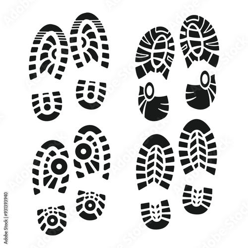 Shoes Footprint Silhouette Vector Illustration