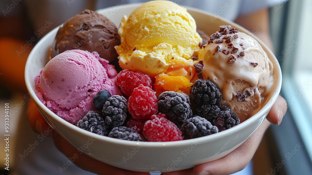 Popsicle balls in a bowl. Popsicle balls in a bowl.