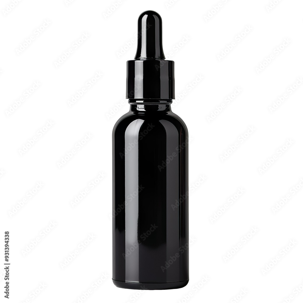 Front view of a black liquid highlighter bottle with no labels isolated on a white transparent background. Front view of a black liquid highlighter bottle with no labels isolated on a white transparent background.