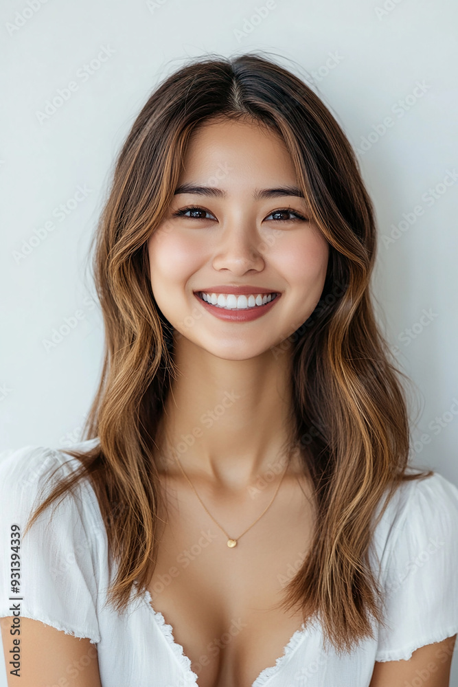 Asian woman positive smile on white background, beauty positive smile Asian woman positive smile on white background, beauty positive smile