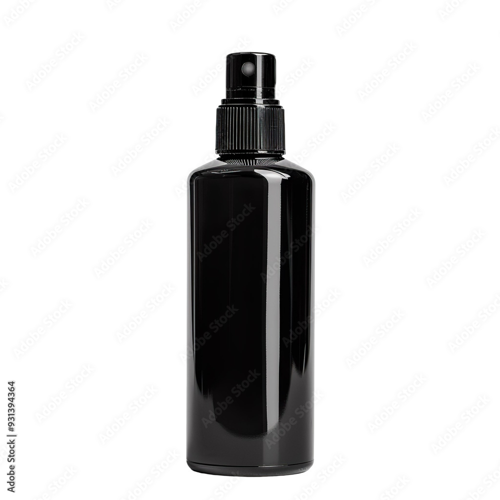 Front view of a black lotion bottle with no labels isolated on a white transparent background. Front view of a black lotion bottle with no labels isolated on a white transparent background.